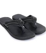 Men'S Black Synthetic Leather Sandals, Casual Thong Flip Flops