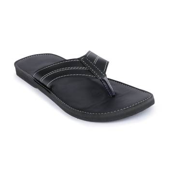 Men'S Black Synthetic Leather Sandals, Casual Thong Flip Flops 2