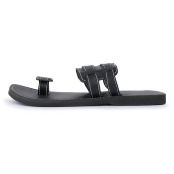 Men'S Indian Black Synthetic Leather Sandals, Gladiator Flip Flops 5
