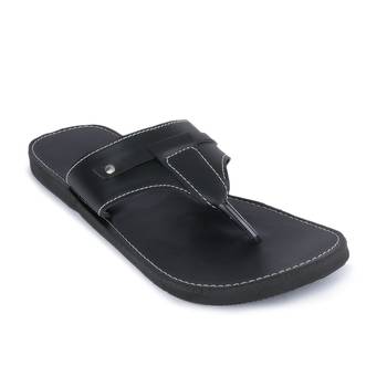 Indian Black Synthetic Leather Sandals For Men, Summer Flat Shoes 2