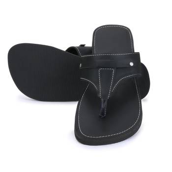 Indian Black Synthetic Leather Sandals For Men, Summer Flat Shoes 3