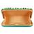 Green and Multicolour Adorn Embelished Faux Silk Fabric Clutch