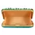 Green and Multicolour Adorn Embelished Faux Silk Fabric Clutch