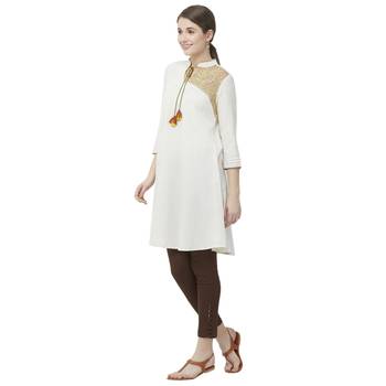 Natural Viscose Cotton Flex Multi Embroidered Ethnic Wear Tunic For Women's 2