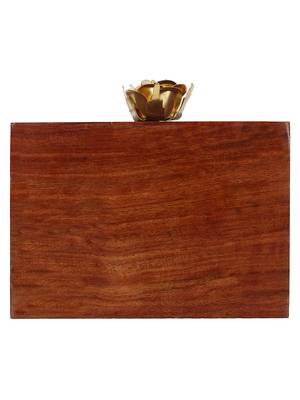 Brown and Gold Balk Mosaic Wooden and Stone Clutch 3