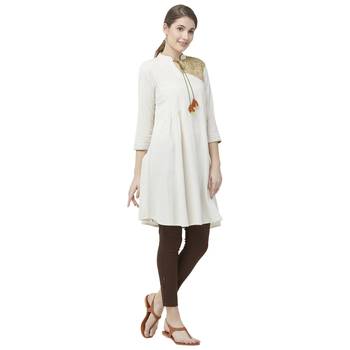 Natural Viscose Cotton Flex Multi Embroidered Ethnic Wear Tunic For Women's 3