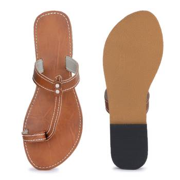 Brown Synthetic Leather Sandals, Brown Sandals, Summer Shoes, Flip Flops 4