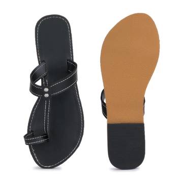 Indian Sandals, Slip On Sandals, Summer Flats, Synthetic Leather Sandals, Black Sandals, Women's Sandals 4