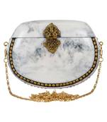 White and Gold Marvelous Marble Clutch