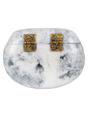 White and Gold Marvelous Marble Clutch 2