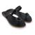 Black Synthetic Leather Sandals Woman Indian Shoes Vintage Style Flip Flops