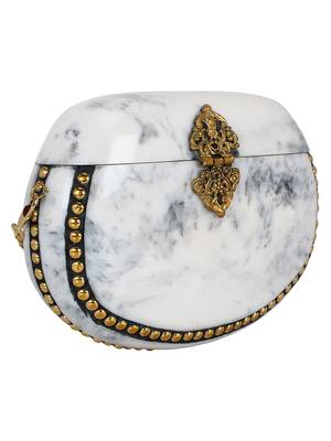 White and Gold Marvelous Marble Clutch 3