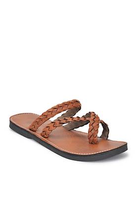 Brown Synthetic Leather For Men, Indian Flat Summer Shoes 1
