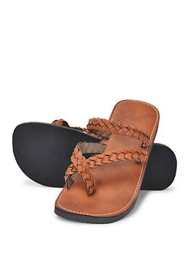 Brown Synthetic Leather For Men, Indian Flat Summer Shoes 2