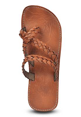 Brown Synthetic Leather For Men, Indian Flat Summer Shoes 3