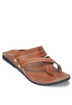 Ancient Indian Brown Synthetic Leather Sandals For Men, Handmade Summer Shoes, Gift For Him 1