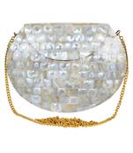 White and Beige Marvelous Marble Clutch