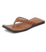 Brown Synthetic Leather Flip Flops For Men, Handmade Sandals