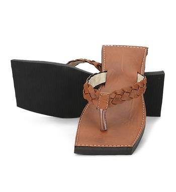 Brown Synthetic Leather Flip Flops For Men, Handmade Sandals 2