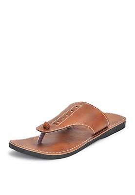 Brown Indian Handmade Synthetic Leather Sandals For Men, Summer Beach Flip Flops 2