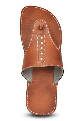 Brown Indian Handmade Synthetic Leather Sandals For Men, Summer Beach Flip Flops 3