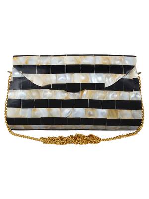 Black and White and Beige Marvelous Marble Envelope Clutch 1