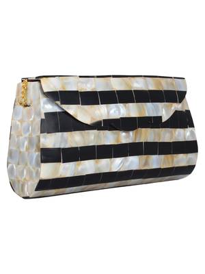 Black and White and Beige Marvelous Marble Envelope Clutch 2