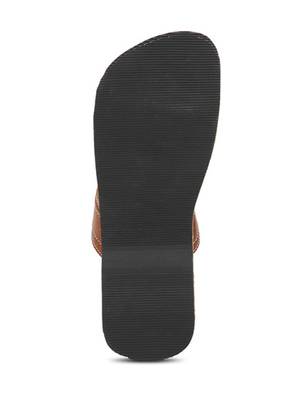 Men'S Brown Synthetic Leather Sandals, Handmade Indian Square Toe Flip Flops 4