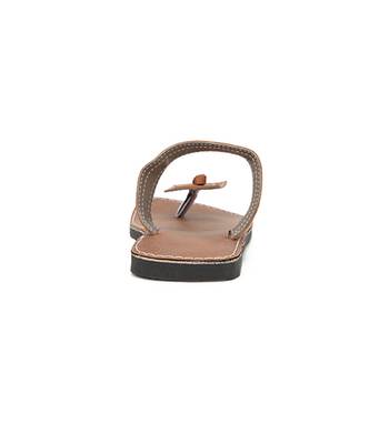 Men'S Brown Synthetic Leather Sandals, Handmade Indian Square Toe Flip Flops 5