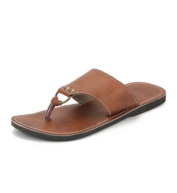 Brown Synthetic Leather Flip Flops Foe Men, Handmade Sandals 1