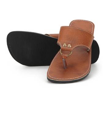 Brown Synthetic Leather Flip Flops Foe Men, Handmade Sandals 2