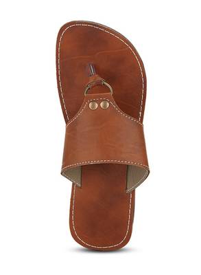 Brown Synthetic Leather Flip Flops Foe Men, Handmade Sandals 3