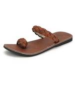 Brown Synthetic Leather Sandals For Men, Indian Handmade Flip Flops