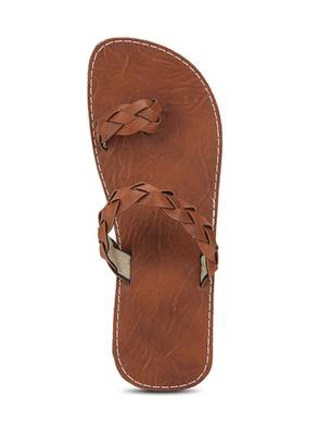 Brown Synthetic Leather Sandals For Men, Indian Handmade Flip Flops 3