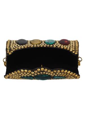 Gold and Multicolour Jewel Mosaic Metal Clutch 5