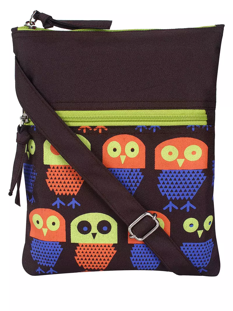 Feral Brown and Multicolour Synthetic Sling Bag