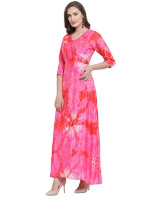 Fuschia Red Printed Maxi Dress 2