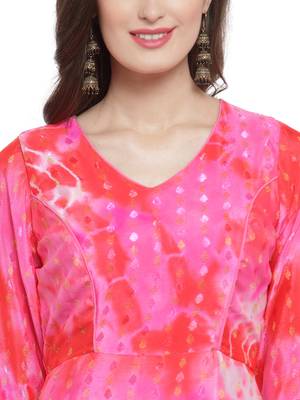 Fuschia Red Printed Maxi Dress 5