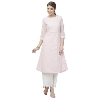 Off White Linolio Schiffli Embroidered Ethnic Wear Palazzo For Women's 5
