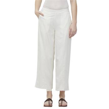 Natural Linolio Solid Ethnic Wear Palazzo For Women's 1