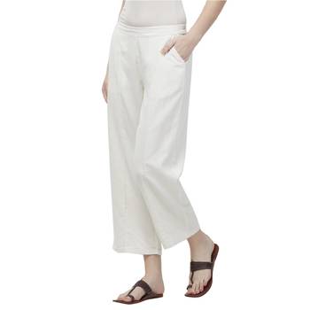 Natural Linolio Solid Ethnic Wear Palazzo For Women's 3