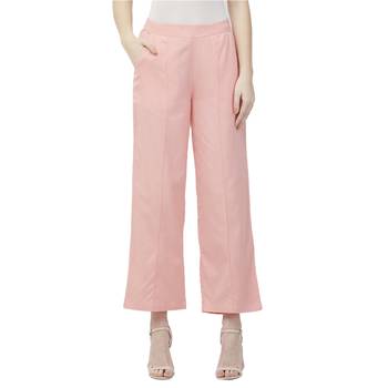 Oyster Pink Linolio Solid Ethnic Wear Palazzo For Women's 1