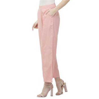 Oyster Pink Linolio Solid Ethnic Wear Palazzo For Women's 2