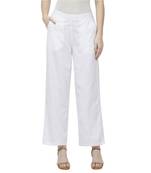 White Linolio Solid Ethnic Wear Palazzo For Women's