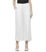 Off White Linolio Schiffli Embroidered Ethnic Wear Wrap Pant For Women's