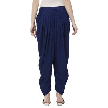 Blue American Crepe Schiffli Embroidered Ethnic Wear Dhoti Pant For Women's 4