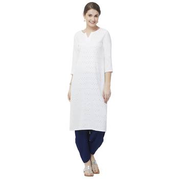 Blue American Crepe Schiffli Embroidered Ethnic Wear Dhoti Pant For Women's 5
