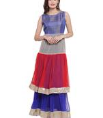 Blue Multi Double Tiered Flared Gown