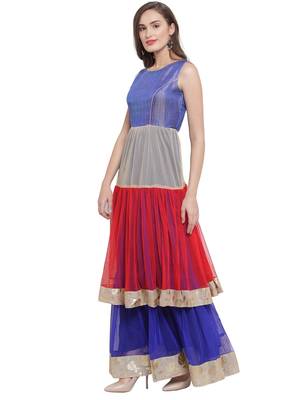 Blue Multi Double Tiered Flared Gown 2