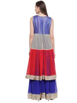 Blue Multi Double Tiered Flared Gown 4
